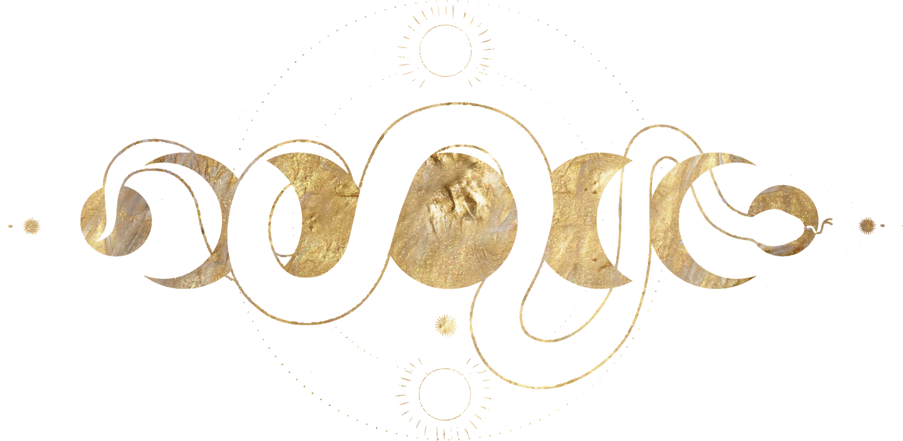 Gold Snake and Moons Illustration